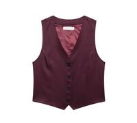 ORDOBO Chaleco Para Mujer - Chaleco Formal De Estilo Coreano Para Boda De Negocios Con Escote En V De Un Solo Pecho Sin Mangas Para Mujer De Oficina Burdeos M