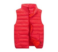 ORDOBO Chaleco Pluma Para Hombre - Chaleco Clásico De Plumón Suelto Para Invierno Chaqueta Ultraligera Sin Mangas Con Cuello Alto Resistente Al Viento Para Exteriores Portátil Rojo Xl