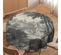 ORDOBO Cubierta De Mesa Redonda - Arquitectura En Blanco Y Negro Mantel Protector De Moda con Estampado 3D Lavable para Exteriores Ideal para La Cocina El Comedor Y La Decoración del Hogar 127X12