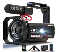 ORDRO Videocámara Z36 4K, cámara de vlogging de 64 MP con zoom digital de 18X, luz de relleno LED, pantalla de 3.0 pulgadas, visión nocturna IR