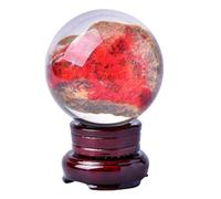 Ore Cinnabar Sphere Feng Shui Ball,Wealth, Protection & Luck Orb for Art Home Office Desk Living Room Decor, Display,150mm/5.9in