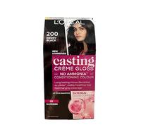 Oréal Paris Casting Cream Gloss Hair Dye, libre de amonia-Free and Silicone-Free Nourishing Intensive Hair Dye with Cream Gloss, No. 200 Black (PACK DE 3)