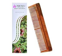 Oreayu Peine de dientes finos y anchos de madera de nim pura, peine de nim hecho a mano, para hombres y mujeres, peine ecológico, orgánico y natural para la salud del cabello y el cuero cabelludo, 7