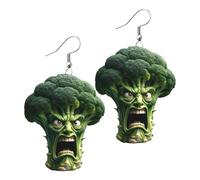 Orecchini Broccoli Alimentari - Gioielli Vegetali Acrilico 2D | Forma di Broccoli Verdi | Orecchini Leggeri Multiuso da Donna Ragazza Matrimoni Quotidiano Regalo Compleanno