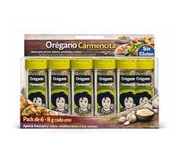 Oregano Carmencita 8g, Oregano Molido, Ideal para pizzas, pastas, ensaladas y salsas, Aroma frescura y sabor mediterráneo a tus platos, Sin Gluten, Contiene 6 unidades de 8 g