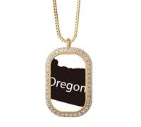 Oregon - Collar con colgante de diamantes de cristal dorado de los Estados Unidos de Amemap