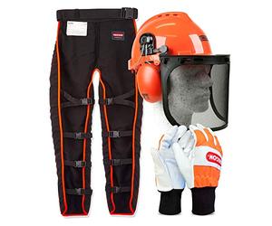 Oregon Kit de seguridad con perneras anticorte tipo A, casco forestal y guantes de protección talla L