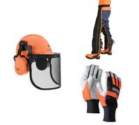 Oregon Kit de Seguridad con Perneras anticorte Tipo A, Casco Forestal y Guantes de protección Talla XL