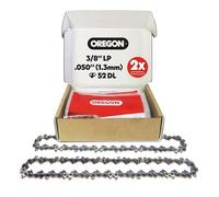 Oregon Pack de 2 Cadenas de Motosierra 3/8" LP para Espadas de 35cm -52 Eslabones, 1.3mm - Cadena de bajo retroceso compatible con Husqvarna, McCulloch, Ryobi, Bosch y muchas más
