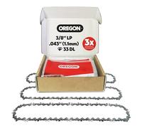Oregon Pack de 3 Cadenas de Motosierra de Paso 3/8 LP, Calibre .043" (1,1 mm) para Espada de 8" (20 cm), 33 Eslabones Motrices - Cadena de Repuesto, Compatible con Bosch, Makita, Ryobi, Worx y más