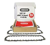 Oregon Pack de 3 Cadenas de Motosierra, Paso de 3/8" Low Profile™, Calibre 1.3 mm, Cadenas de Repuesto VXL Semichisel para Espada de 45 cm, 62 Eslabones, Aptas para Makita y Husqvarna (T62X3)
