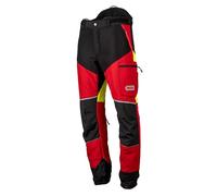 Oregon - Pantalones de Motosierra Protect Pro, EPI Alta Visibilidad, Transpirable, 4 bolsillos, Equipo de Protección Profesional para Motosierra y Tareas Forestales, Rojo/Amarillo, Talla L