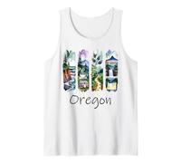 Oregón Pincelada Costa Café Montañas Bosque Cascada Camiseta sin Mangas