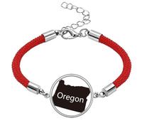 Oregon - Pulsera de cuerda roja de la suerte de los Estados Unidos de amemap, hecha a mano