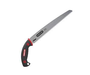 Oregon Sierra Manual Recta de 12", Acero Japonés Alto en Carbono | Herramienta Inoxidable para Podar, Talar y Cortar, Hoja Recta con Funda de Seguridad