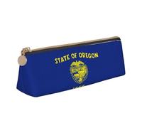 Oregon State Flag - Funda de piel con diseño de triángulo multifuncional para cosméticos y artículos de papelería portátil, Blanco, Talla única, Ligero