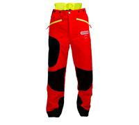 Oregon Waipoua Pantalones de Protección para Motosierra, Clase 1, Tipo A, Ropa Ajustable, Ligera, Transpirable y Resistente, Talla M /EU 46-48 - Rojo/Amarillo/Negro Alta Visibilidad (295469/M)