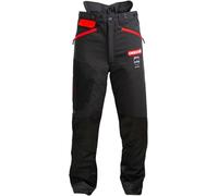 Oregon Waipoua - Pantalones de Seguridad para Motosierra, Tipo A, Clase 1, Ajustable, Ligero, Transpirable, Ropa Reforzada, Alta Visibilidad, Rojo/Amarillo/Negro