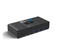 OREI Conmutador KVM dual HDMI y USB-C 2x1 8K, 3 puertos USB-A, 1 USB-C para compartir múltiples dispositivos, portátiles, PC, en dos monitores de pantalla, control de teclado, control periférico