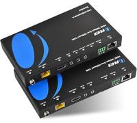 Orei Extensor HDMI 4K ARC Balun - HDBaseT UltraHD 4K @ 60Hz 4:4:4 a través de un Solo Cable CAT5e/6/7 con HDR, LAN, CEC, ARC e IR, RS-232 - hasta 330 pies - Salida de Audio - Cable de alimentación -