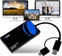 OREI SplitExtend - Divisor HDMI con Pantalla extendida para Monitor Dual, Pantalla multimonitor, 3 Pantallas separadas, Adaptador USB A y USB-C a HDMI 2.0, Salida 4K a 30Hz 1, Salida 1080p 2 para