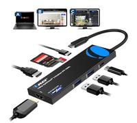 OREI SplitExtend - Estación de acoplamiento para portátil 4K para monitor dual, 2 USB 3.0, 1 lector de tarjetas SD tipo C, adaptador USB-C a pantalla extendida HDMI 2.0, salidas 4K a 30Hz - PD de 100