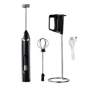 Oreilet Agitador de café Portátil Espumador de Leche con Soporte (BLACK)