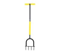 Oreilet Aireador de Césped con 4 Púas, Aireador Césped, Herramientas de Aireación, Mango en T, Aireadores Manuales para Aflojar el Suelo, Jardín, Patio Aireación Patio