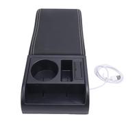 Oreilet Almohada para Reposabrazos de Consola Central de Coche, Extensor de Cojín de Cuero de Longitud Ajustable con Puerto de Carga USB, Portavasos, Universales para Vehículos (blanca)