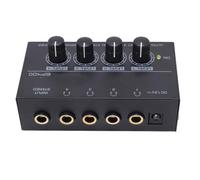 Oreilet Amplificador Auriculares 4 Canales, Divisor Auriculares Sonido Estéreo Portátil con Perillas Volumen Separadas, para Escenario Estudio, Escuchar Música y Ver (Enchufe de