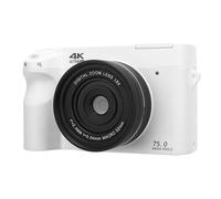 Oreilet Cámara Digital, 75MP 4K HD 18 Zoom CCD Vlog WiFi Cámara con Doble y Trasera para Fotografía, Que Admite una Tarjeta Memoria 128 GB, para Estudiantes Principiantes (White)
