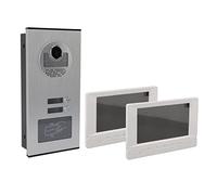 Oreilet Cámara Timbre con Video Inteligente, Tarjeta Identificación 960P, Timbre Mirilla con 2 Pantallas Visualización para Seguridad Hogar, Apartamentos, Villas, Hoteles, Oficinas (Enchufe de la UE)