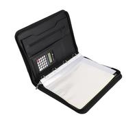 Oreilet Carpeta Tipo Portafolios con Cremallera y 10 Bolsas Transparentes para Archivos y Cuaderno 30 Hojas & Calculadora Solar 12 Dígitos, Funda para Tableta Cuero PU 10,1 Pulgadas