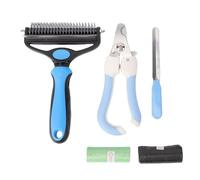 Oreilet Cepillo Perros Kit de Aseo para Perros, Cepillo Baño con Peine Dematición Gatos, Corta Uñas, Lima Uñas Limpieza Mascotas Cabello Largo y Gatos Suministros Preparación