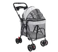 Oreilet Cochecito para Mascotas para Perros Pequeños y Medianos, Cochecito Plegable para Perros con 4 Ruedas, Toldos Solares y Portavasos, Gatos Pet Gear Travel Carriage Puppy Wagon (Gray)