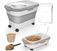 Oreilet Contenedor de Almacenamiento Alimentos para Perros 6 a 20 Libras, Plegable, Hermético, Gatos, Mascotas, Contenedores Almacenamiento Ruedas Cubo Plegable Almacenamiento Arroz (cubo plegable)