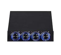 Oreilet Controlador Velocidad Ventilador PC, 4 Canales Controlador Temperatura Ventilador Computadora con Pantalla Led Azul, Reducción Calor