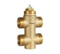 Oreilet Cuerpo de Válvula de Bobina de Ventilador de Rosca Macho DN20 de 4 Vías, Cuerpo de Válvula de Bola Eléctrica de Latón Engrosado para Aire Acondicionado Central