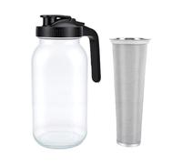 Oreilet Jarra Hermética para Fría, Jarra de Vidrio de 64 Oz con Filtro Fino con Tapa, para Hacer té Helado para Nevera, Bebidas de Frutas, té Solar, Limonada