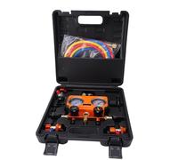 Oreilet Juego de Manómetros Colector HVAC, Juego Manómetros CA con Mangueras Llenas Aceite, Kit Recarga Aire Acondicionado CA para Refrigerante R12 R22 R134 R502 R1234yf