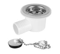 Oreilet Kit de Drenaje del Fregadero de la Cocina RV, Filón Desagüe Fregadero de Acero Inoxidable en ángulo Recto con Tapón Cesta Colador Extraíble, para Vehículos Recreativos Yates