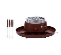 Oreilet Máquina Eléctrica para Hacer Smores y Olla para Fondue, Tostador de Malvaviscos de Mesa Interior 2 en 1 con 4 Tenedores para Asar, 4 Bandejas Desmontables, Suministros (Enchufe europeo 220V)