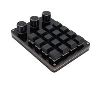 Oreilet Mini 16 Tecla Keyboard de Juego 3 Perillas, Teclado Mecánico Macro Programable con Cable USB, Interruptor Azul Intercambiable Caliente, Tablero Teclado de Teclado PC Personalizado
