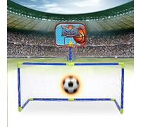 Oreilet Mini de Fútbol de Baloncesto para Interiores y Exteriores, Tablero de Plástico Templado, Red Desmontable, Juego de Juguetes para Niños, Combo de Fútbol de Baloncesto con 2 Pelotas y Bomba de