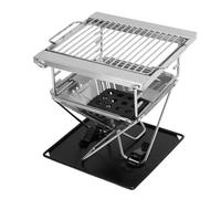 Oreilet Parrilla de Carbón para Barbacoa Plegable Portátil, Parrilla Barbacoa para Mochileros de Mesa de Acero Inoxidable, Ajuste de 3 Niveles, para Cocinar Al Aire, Acampar