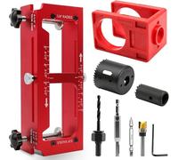 Oreilet Plantilla Bisagra Puerta, Plantilla Enrutador Aleación Aluminio Embutir, Cuadrado 2,5-5", Radio 1/4" y /8" para Cerrojo Perilla, Kit Instalación Cerradura Embutir Orificio
