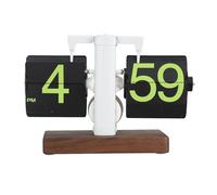 Oreilet Reloj de Estante de Escritorio Retro de Flip, Reloj Automático de Mesa de Escritorio Mecánico Clásico, Reloj Digital con Batería para Decoración Habitación Oficina (Black)
