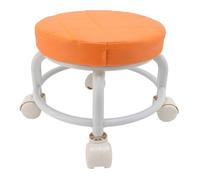 Oreilet Taburete Redondo Enrollable, Cuero PU 360 ° Taburete Redondo Giratorio con Ruedas, Silla de Asiento Enrollable para el Salón de la Oficina en Casa Garaje