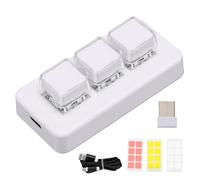 Oreilet Teclado Programable Macro 3 Teclas Inalámbrico una Mano (WHITE) | Teclado Macro para Juegos Mecánicos, Teclados Programables Personalizados, Teclas DIY para la Industria de Juegos de Trabajo