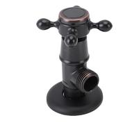 Oreilet Válvula de Parada de ángulo G1/2, Válvula de Cierre de Agua Fría y Caliente de Cobre Espesado, Diseño Vintage, Prueba de Explosión, Lavabo de Agua, Inodoro, Cocina (BLACK)